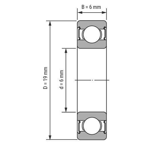 Эскиз подшипника 626 2RS STC