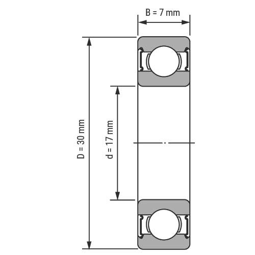 Эскиз подшипника 6903 2RS /61903 2RS