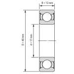 Схема подшипника 6203 2RSH C3 SKF