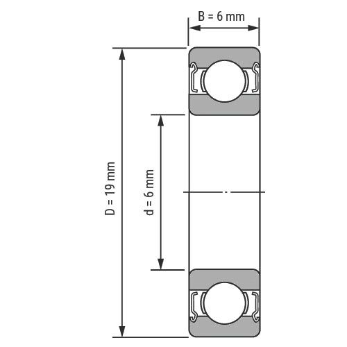 Эскиз подшипника 626 ZZ NSK 