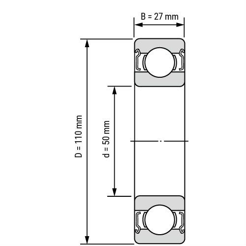 Схема подшипника 6310 ZZ NSK