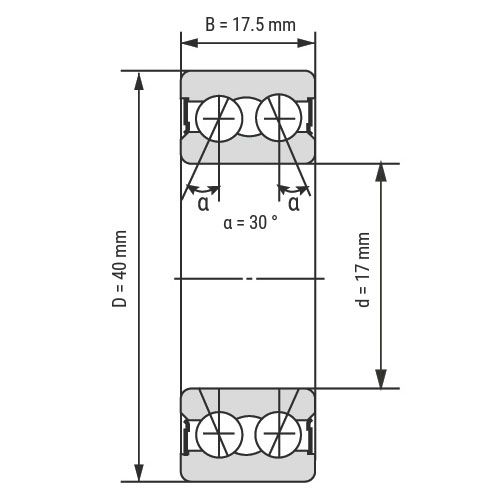 Схема подшипника 3203B-2RSR-TNG NSK 