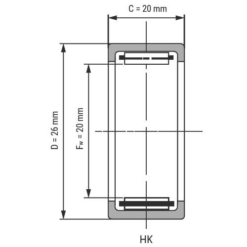 Схема подшипника HK2020 NBS 