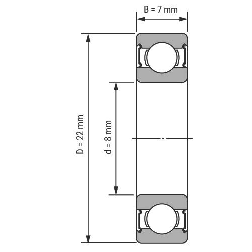 Эскиз подшипника 608 2RS SKF