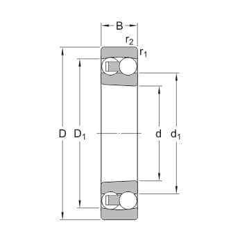 Схема шарикоподшипника двухрядного радиального сферического с коническим отверстием